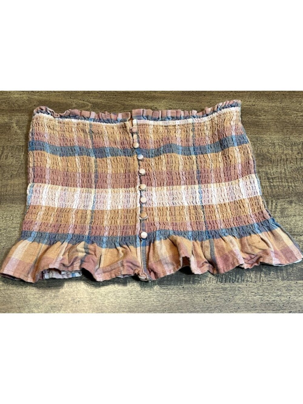 American Eagle Smocked Tube Top Medium Ruffle Boho Earthy Grunge Rustic Prairie